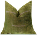 Green Abstract Velvet Throw Pillow 20x20 – Square Accent Cushion with Down Feather Insert