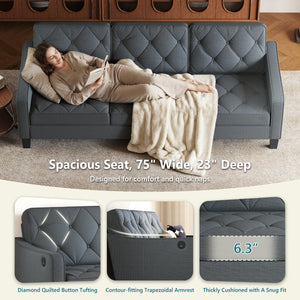 3-Seater Tufted Sofa – Linen Upholstered Couch for Living Room