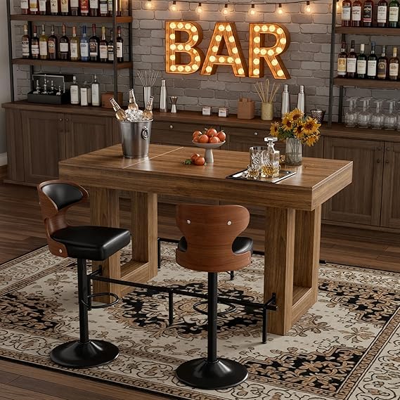 Counter Height Bar Table with Metal Footrest