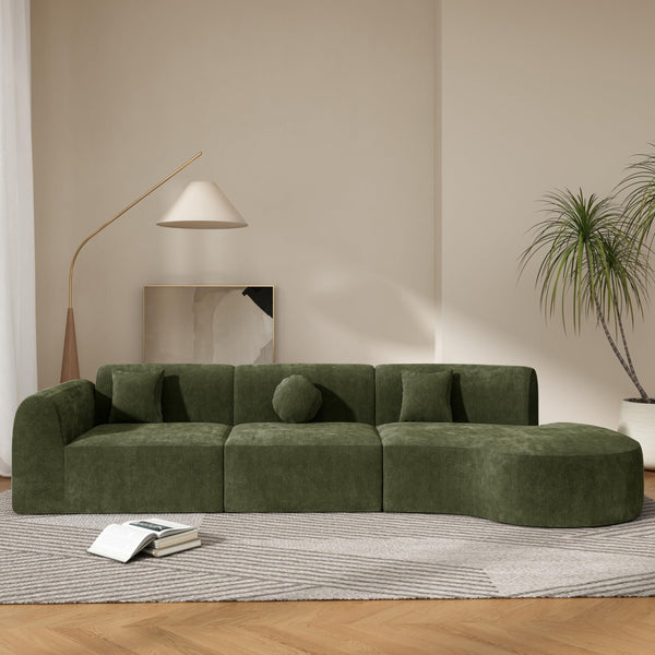 140" Curved Sectional Sofa Set – 7-Seat Modern Cloud Couch with Chaise Lounge
