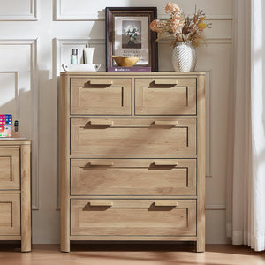 5-Drawer Farmhouse Wood Dresser with Deep Drawers