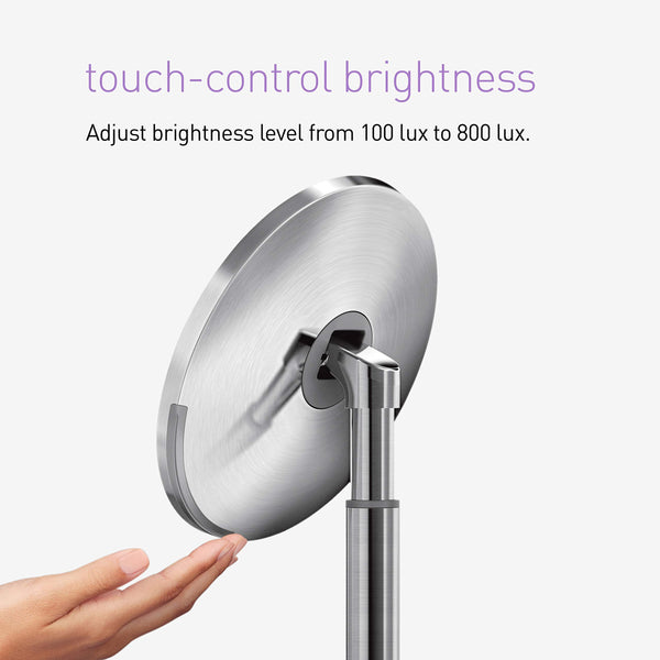 8" Round Sensor Lighted Makeup Mirror — 5x Magnification, Cordless