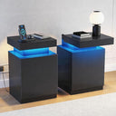 LED Nightstand with Storage Cabinet — Set of 2