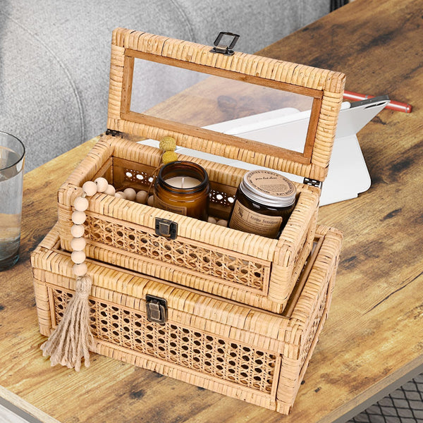 Rattan Decorative Box with Lid – Set of 2
