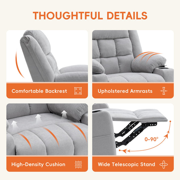 Power Swivel Rocker Recliner Chair with Massage & Heat