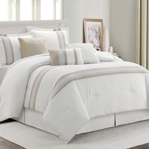 7-Piece Boho Comforter Set – Geometric Embroidery Microfiber Bedding