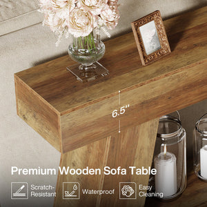 Farmhouse Console Table 70.9" with 2-Tier Storage