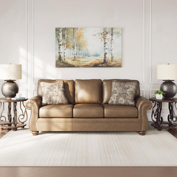 Queen Faux Leather Sofa Sleeper with Memory Foam Mattress