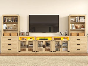 4-Piece Entertainment Center with Bookshelves, 157"W