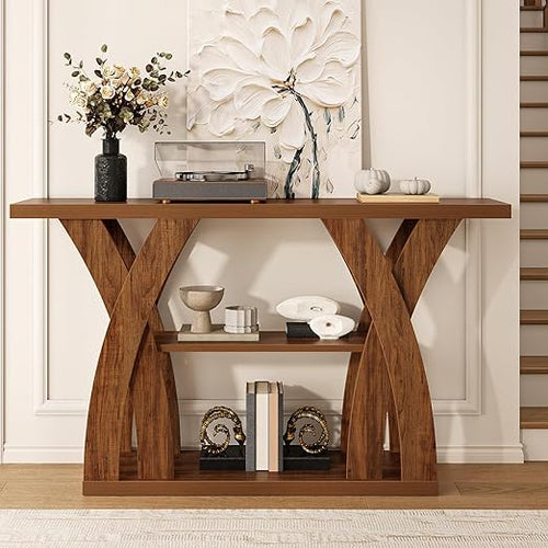55-Inch 3-Tier Console Table with Storage