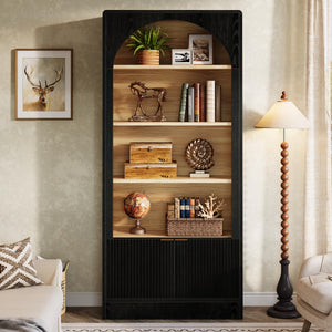 71" Arched Bookcase with Storage Cabinet