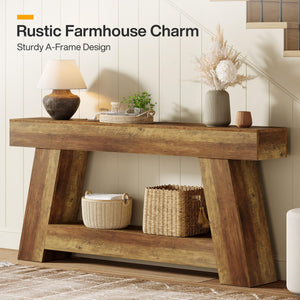 70.87" Farmhouse Console Table with 2-Tier Storage