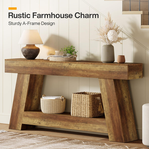 70.87" Farmhouse Console Table with 2-Tier Storage