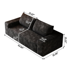 Corduroy Loveseat Boneless Sofa Couch – No Assembly, High-Density Foam