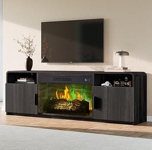 70" Fluted TV Stand with 30" Electric Fireplace