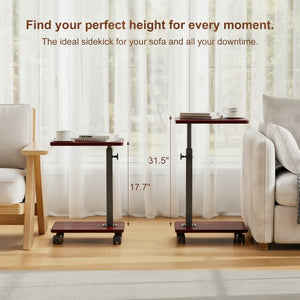 C-Shaped TV Tray Table with Adjustable Height & 360° Swivel