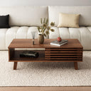 Mid-Century Coffee Table with Storage & Sliding Door