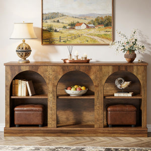 Narrow Entryway Console Table with 3-Tier Storage Shelf