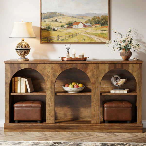 Narrow Entryway Console Table with 3-Tier Storage Shelf