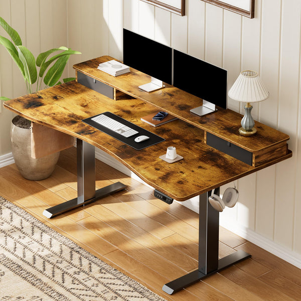Electric Standing Desk with Storage Drawers & Monitor Riser, 47.2" x 27.6"
