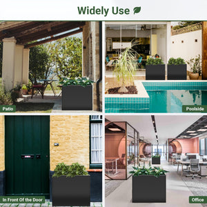 Metal Rectangular Outdoor Planter Box with Drainage Holes