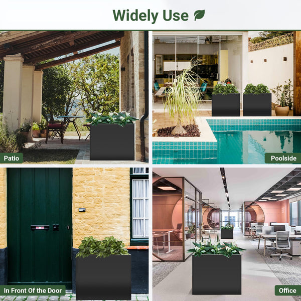 Metal Rectangular Outdoor Planter Box with Drainage Holes