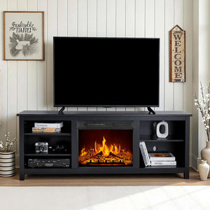 70-Inch Electric Fireplace TV Stand with Storage Shelves
