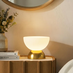 Lamina LED Table Lamp - Dimmable Mini Desk Lamp with Glass Shade, Gold