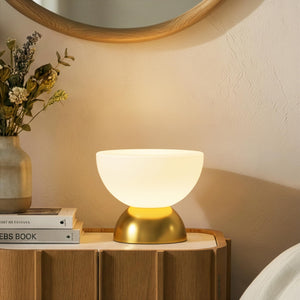 Lamina LED Table Lamp - Dimmable Mini Desk Lamp with Glass Shade, Gold