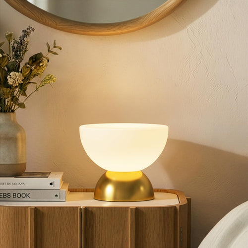 Lamina LED Table Lamp - Dimmable Mini Desk Lamp with Glass Shade, Gold
