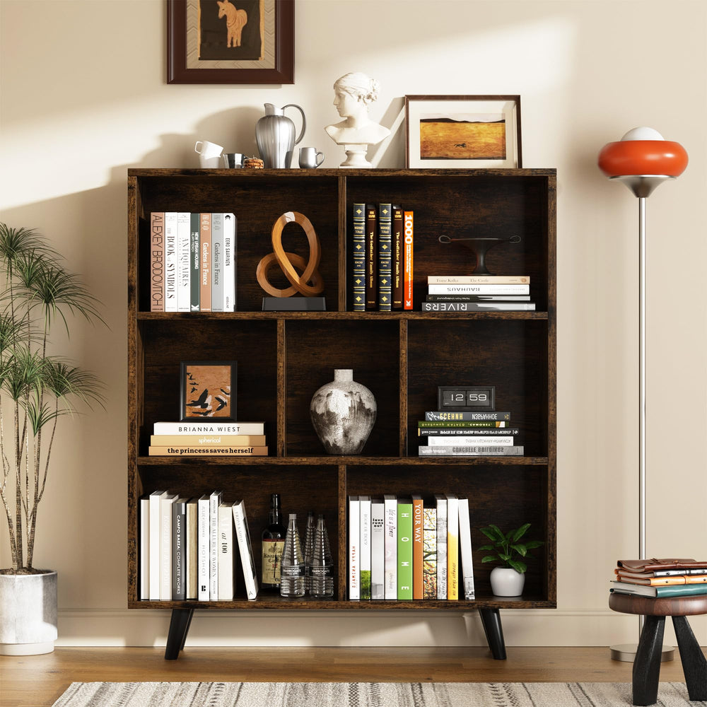 3-Tier Open Bookcase with Metal Legs