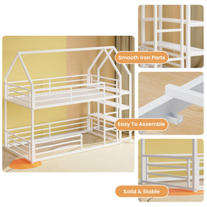 Twin Over Twin House Bunk Bed with Storage Shelf