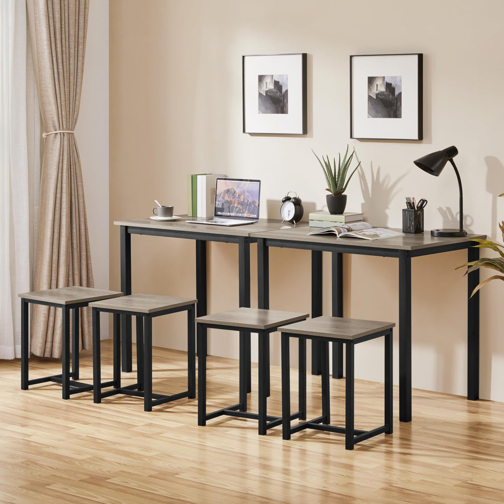 3-Piece Industrial Dining Table Set with 2 Stools