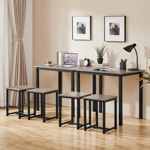 3-Piece Industrial Dining Table Set with 2 Stools