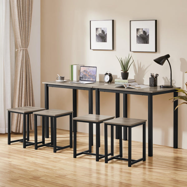 3-Piece Industrial Dining Table Set with 2 Stools
