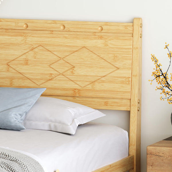 Bamboo Platform Bed Frame with Headboard
