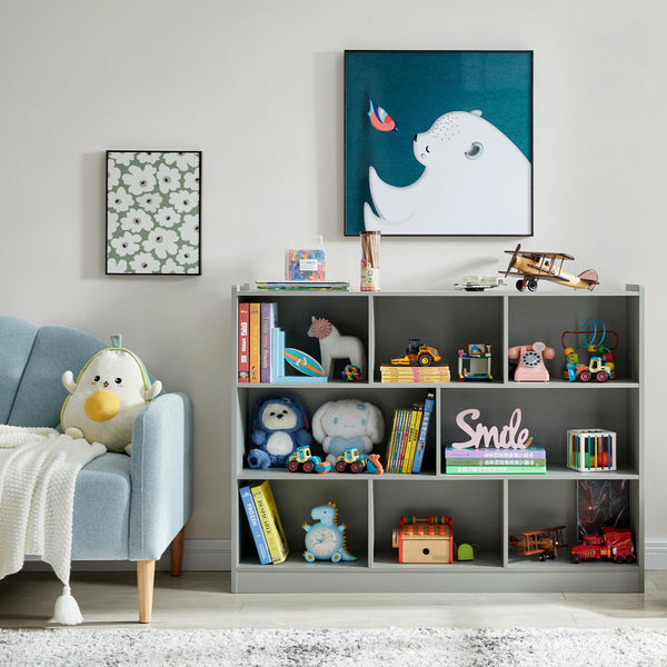 3-Tier 8-Section Bookshelf Storage Organizer