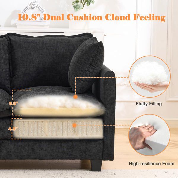 50" Loveseat Sofa with Deep Seat and Pillows