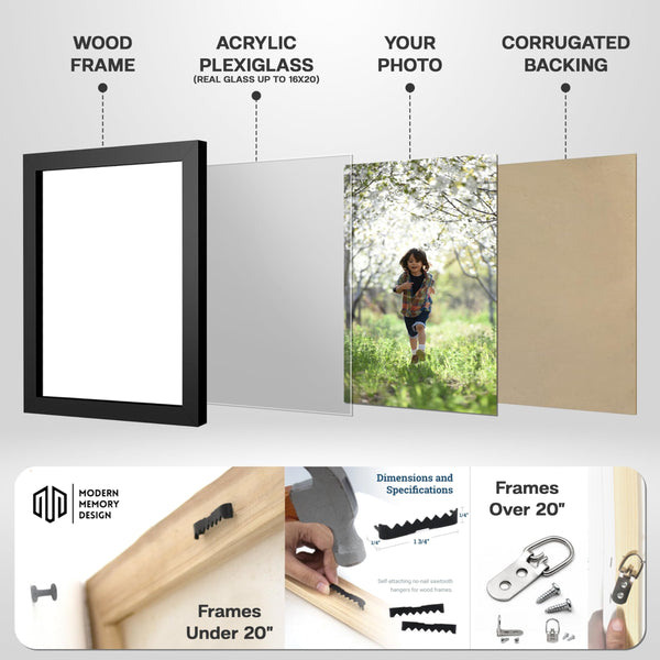 Wall Mount Picture Frame 33x15 Rectangular Wood