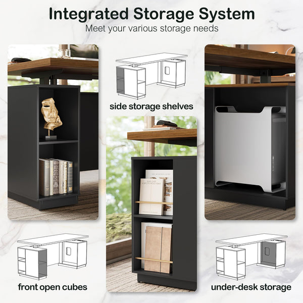 71-Inch Electric Standing Desk with File Cabinets & Storage