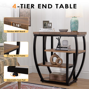 4-Tier Industrial End Table with Storage Shelves