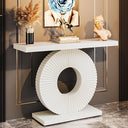 Modern Console Table with Geometric Base | 40 Inch Entryway Sofa Table