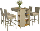 5-Piece Outdoor Bar Set with High Top Table and 4 Barstools