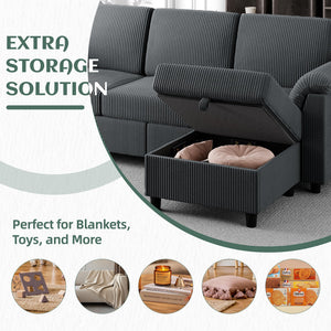 Convertible Sectional Sofa with Ottoman & Removable Pillows