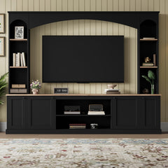 Arched Entertainment Center TV Stand with Bookshelf – Fits TVs up to 70"