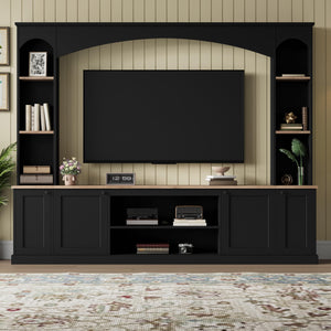 Arched Entertainment Center TV Stand with Bookshelf – Fits TVs up to 70"