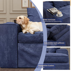 Modular Cloud Sectional Sofa with Ottoman – L-Shape, 3-Seater, Blue