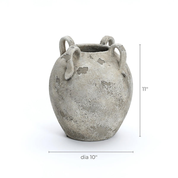 Rustic Terracotta Ceramic Vase with Handles