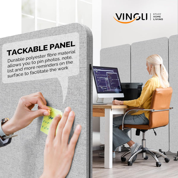 Freestanding Room Divider Screen with Wheels – Tackable Polyester Panels