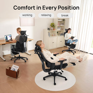 Ergonomic High Back Office Chair with Fixed Lumbar Support & Detachable Pillow